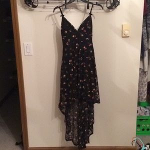 black and floral flowy lace dress
